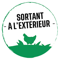 Logo Le Gaulois "Sortant à l’extérieur", démarche s’engageant à ce que les volailles sortent à l’extérieur, tous les jours pour améliorer le bien-être animal, préserver la santé des volailles et respecter l’environnement