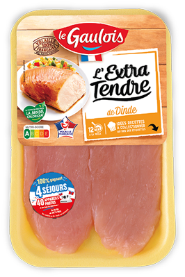 Packaging des escalopes de dinde extra tendre Le Gaulois