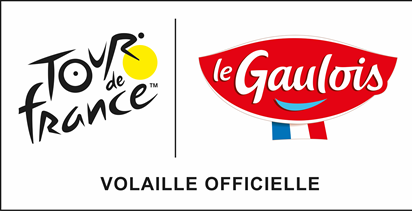 Logo du Tour de France avec Le Gaulois, volaille officielle depuis 2015