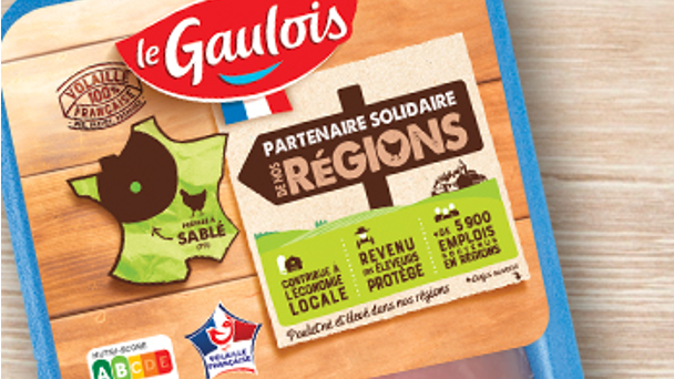 Visuel pack des filets de poulet Partenaire Solidaire de nos régions Le Gaulois, une gamme qui contribue à l'économie locale, protège les revenus des éleveurs et soutient l'emploi