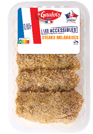 Visuel pack des steaks de dinde milanaises Les Accessibles Le Gaulois