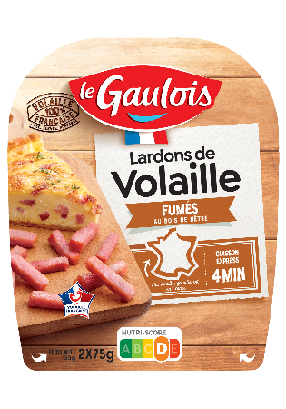 Visuel pack des lardons de volaille fumés au bois de hêtre Le Gaulois