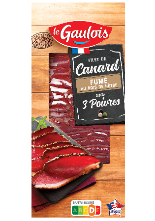 Visuel pack du filet de canard fumé au bois de hêtre aux 3 poivres Le Gaulois