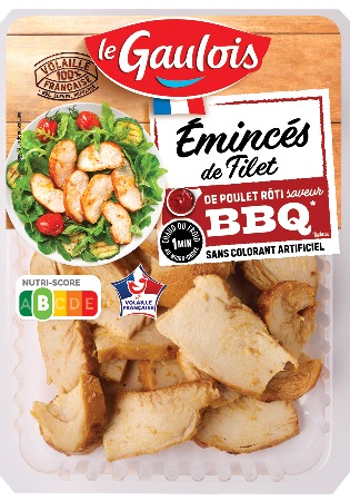 Visuel pack des émincés de filet de poulet rôti saveur BBQ Le Gaulois