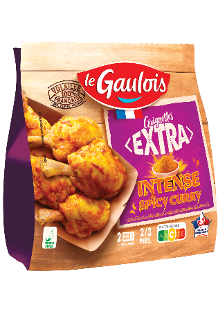 Visuel pack des grignottes extra intense spicy curry Le Gaulois