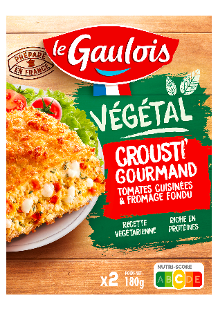 Visuel pack des crousti' gourmand tomates cuisinées et fromage fondu Le Gaulois Végétal