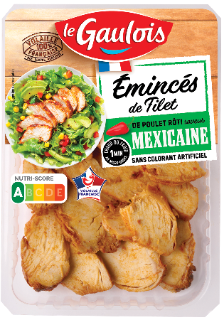 Visuel pack des émincés de filet de poulet rôti saveur mexicaine Le Gaulois