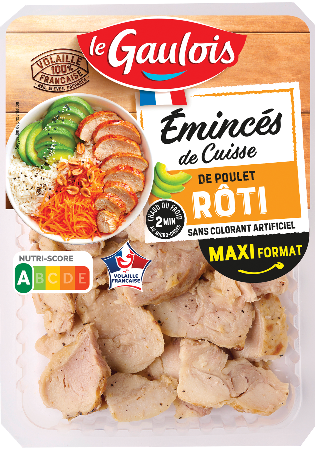 Visuel pack des émincés de cuisse de poulet rôti Maxi Format Le Gaulois