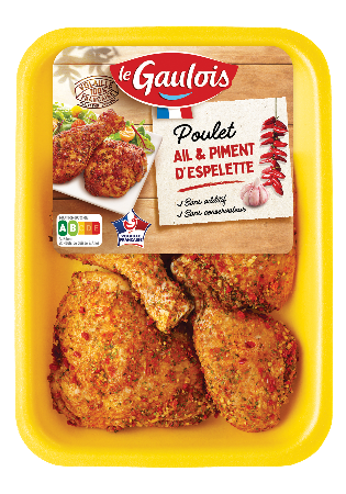 Visuel pack des cuisses de poulet ail et piment d'Espelette Le Gaulois